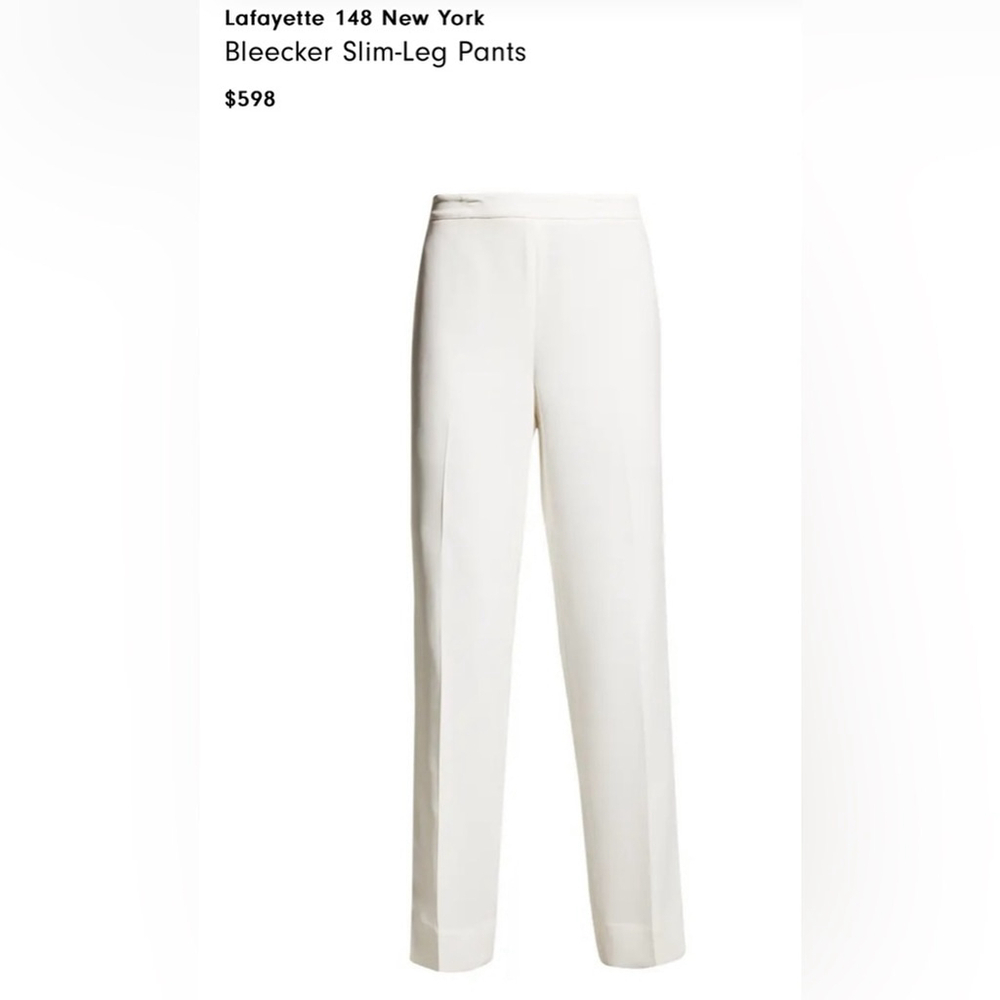 Lafayette 148 New York Bleecker Slim-Leg Pants | Cream | Reg. $598 | $150 - Picture 8 of 11